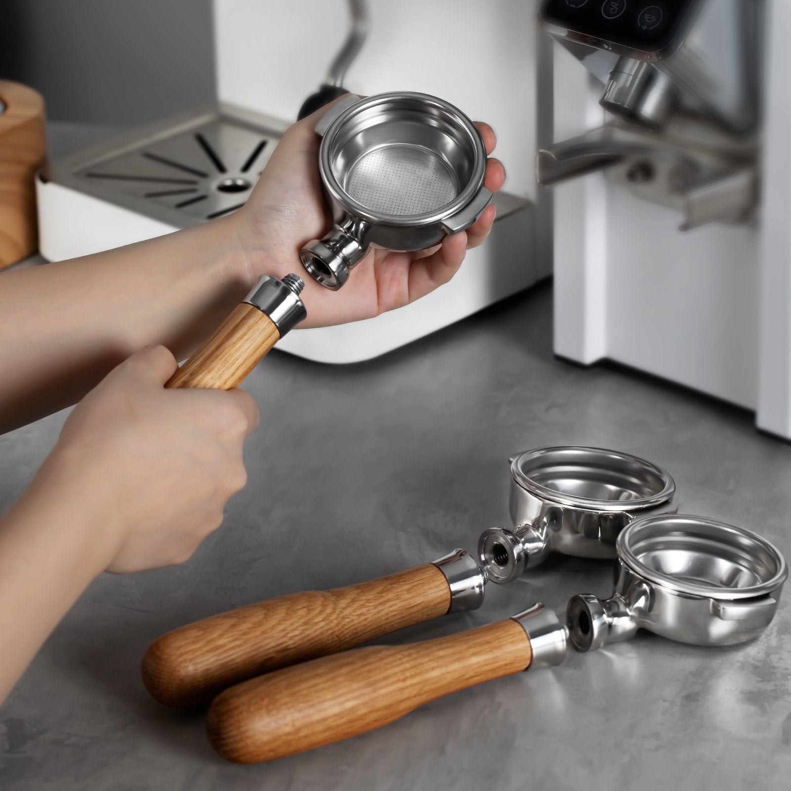 58mm Bottomless Portafilter, 2 Ears with Double Cup Filter Basket - Gemilai