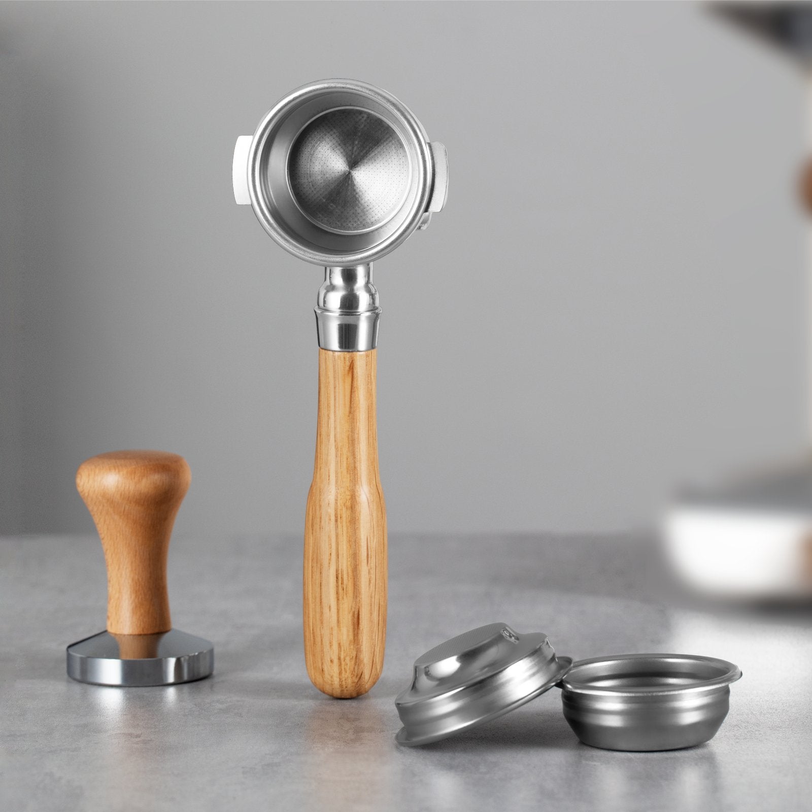 58mm Double Spouts Portafilter, 2 Ears with Double Cup Filter Basket - Gemilai