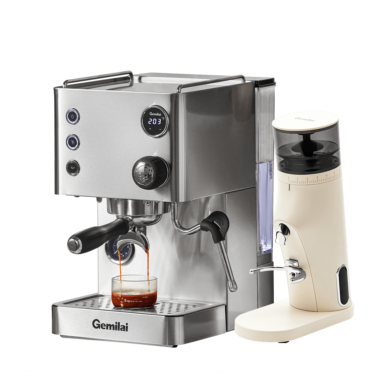Powerhouse G3007L Espresso Machine with G9010B Coffee Grinder - Gemilai