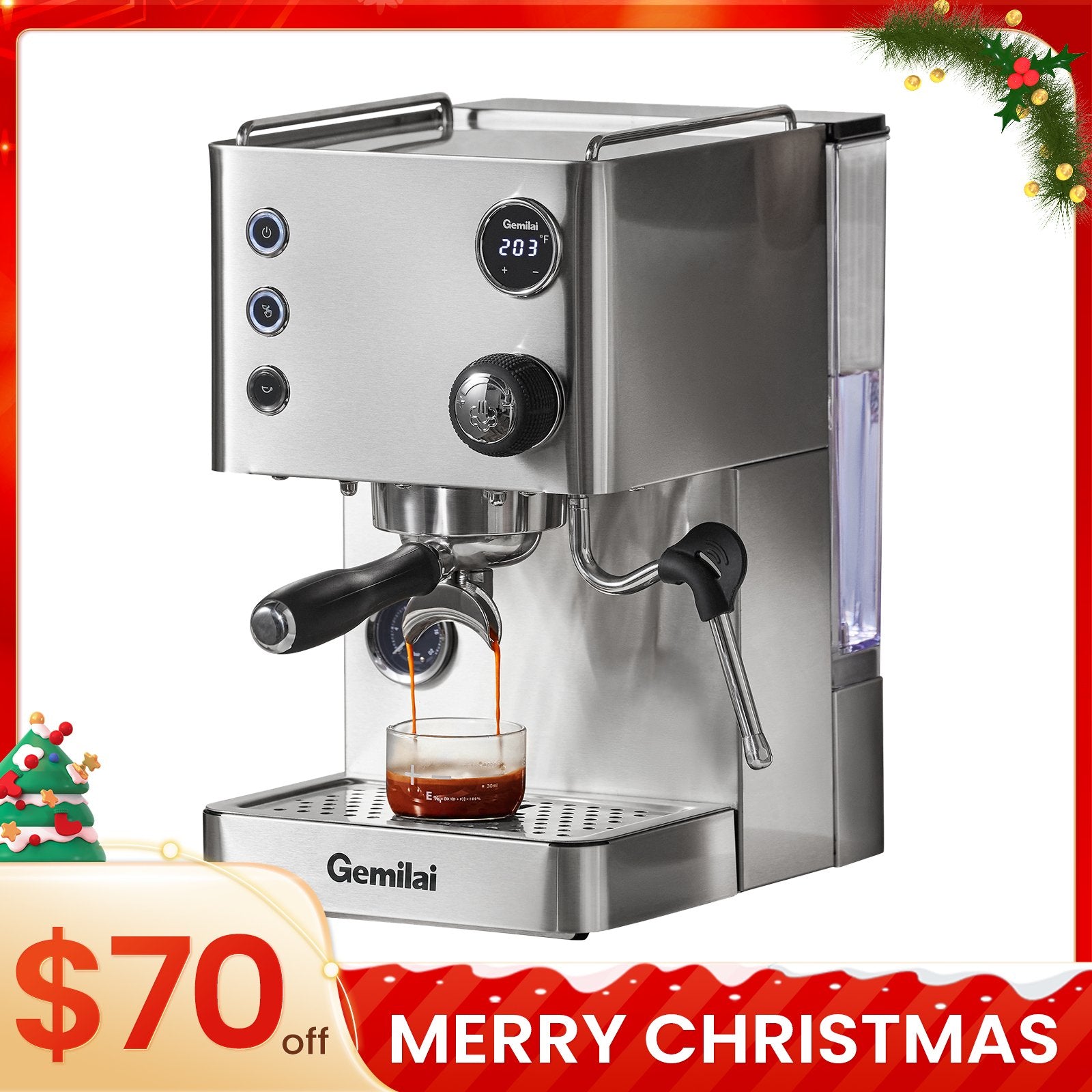 Powerhouse G3007L Dual Boiler Espresso Machine with 550ml Brew Boiler - Gemilai